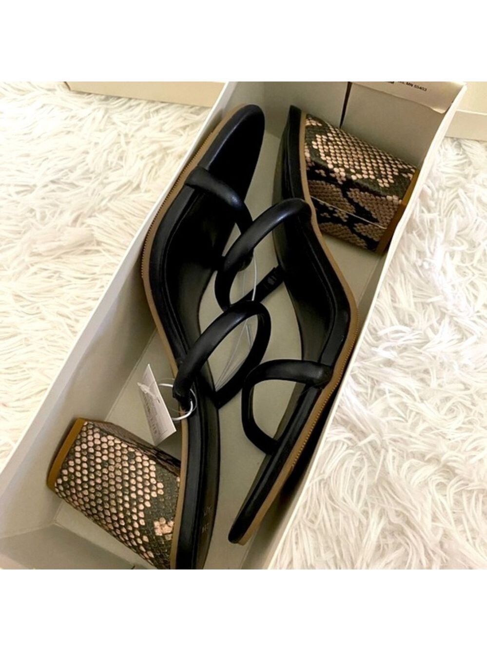 NWT A New Day Cass black snake block heel sandals